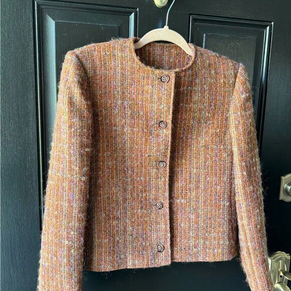 VTG Wool Orange Striped Blazer Jacket Size XS/S - Picture 14 of 14